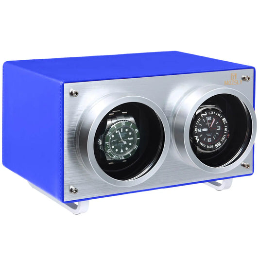 MOZSLY® Double Watch Winder - Blue Leather_01