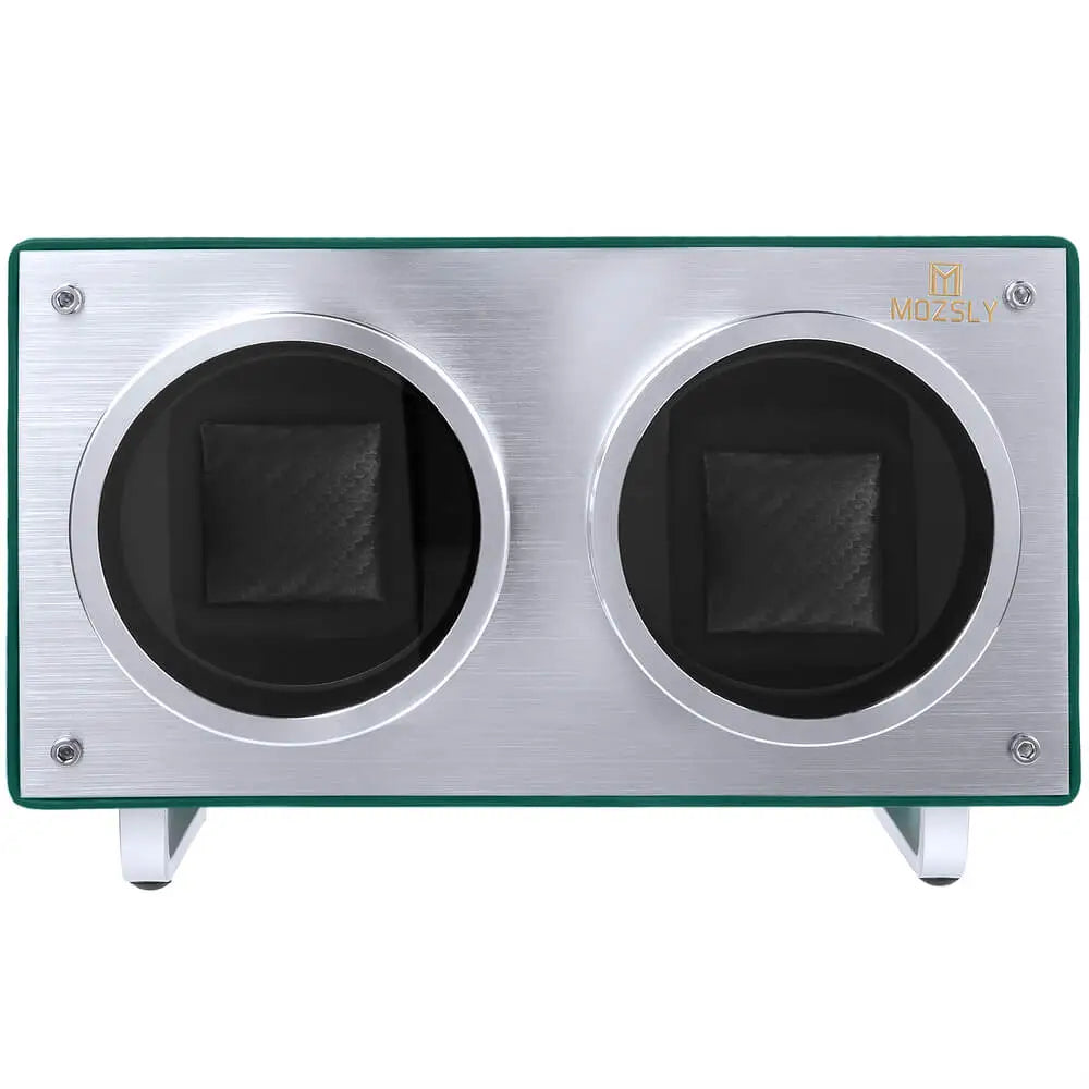 MOZSLY® Double Watch Winder - Green Leather -- Mozsly