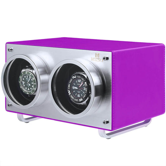 MOZSLY® Double Watch Winder - Purple Leather