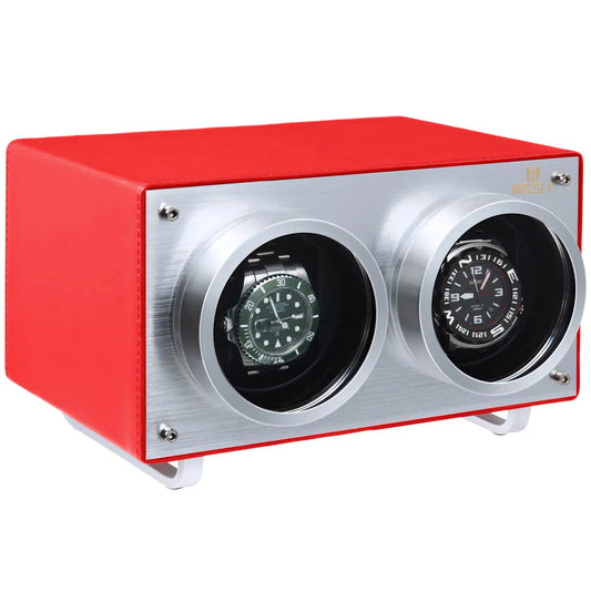 MOZSLY® Double Watch Winder - Red Leather_01