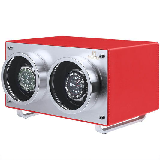 MOZSLY® Double Watch Winder - Red Leather_02
