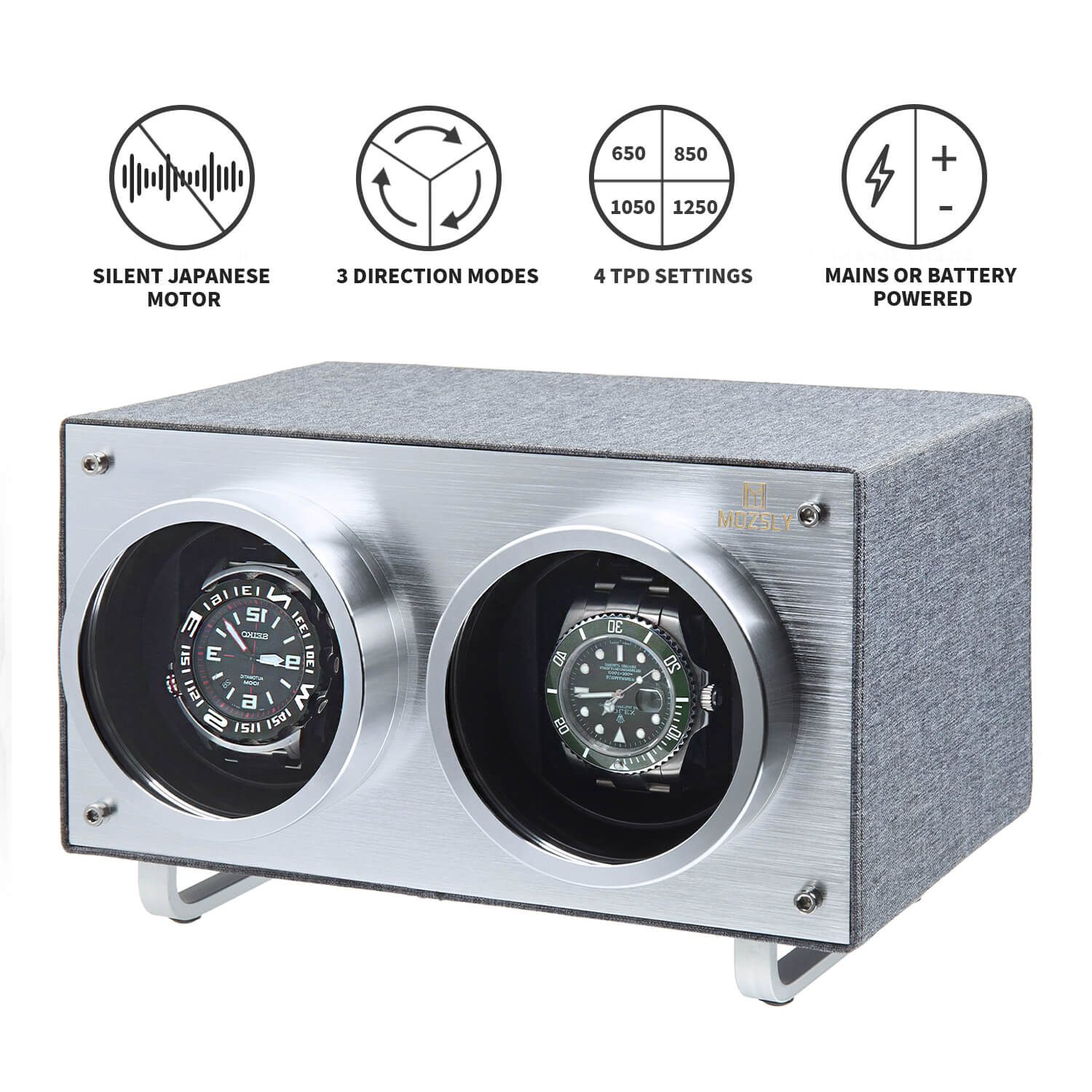 MOZSLY® Double Watch Winder - Gray  Polyester_02