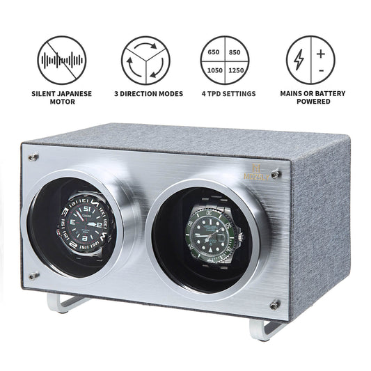 MOZSLY® Double Watch Winder - Gray  Polyester_02