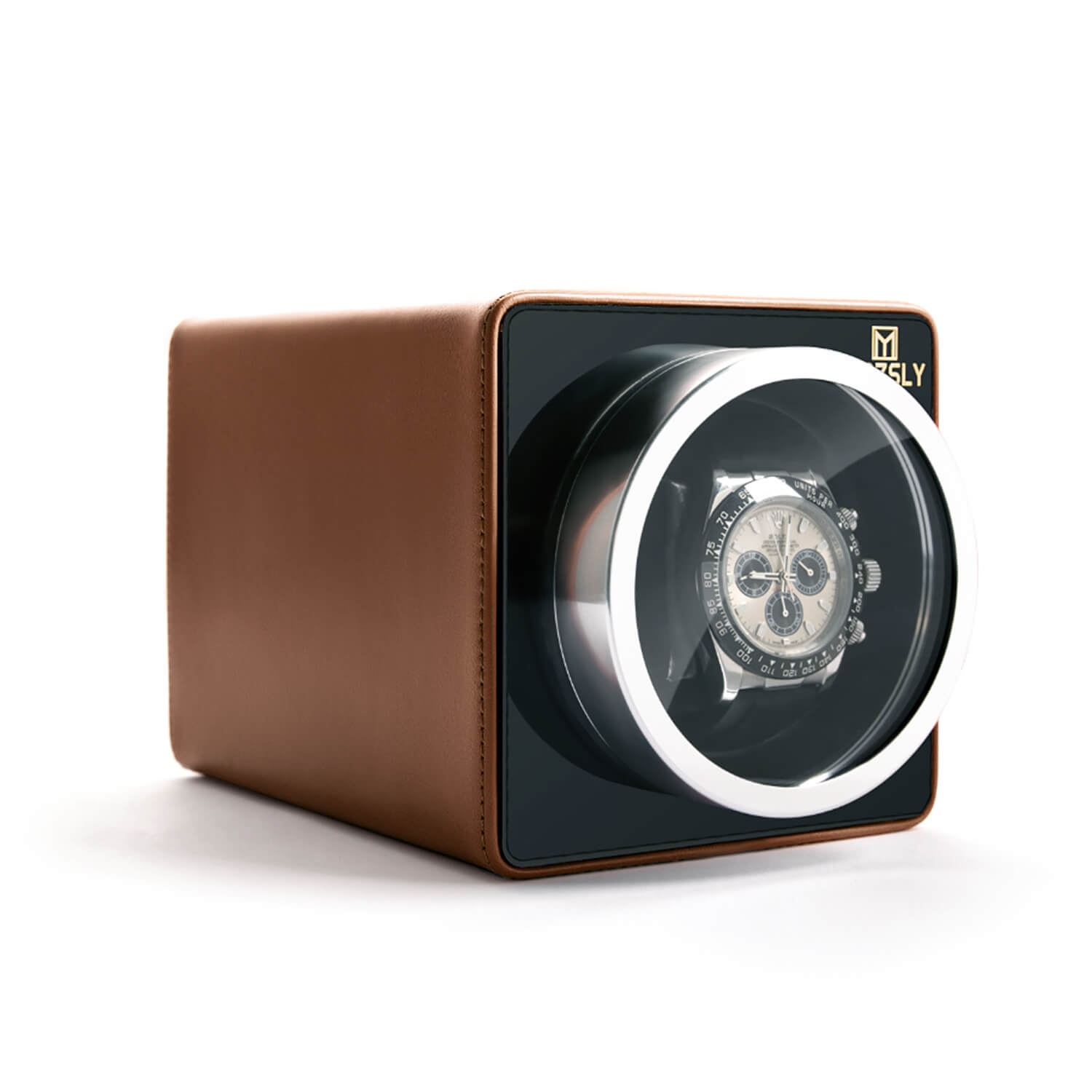MOZSLY® Single Watch Winder - Brown Leather