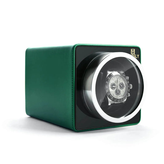 MOZSLY® Single Watch Winder - Green Leather