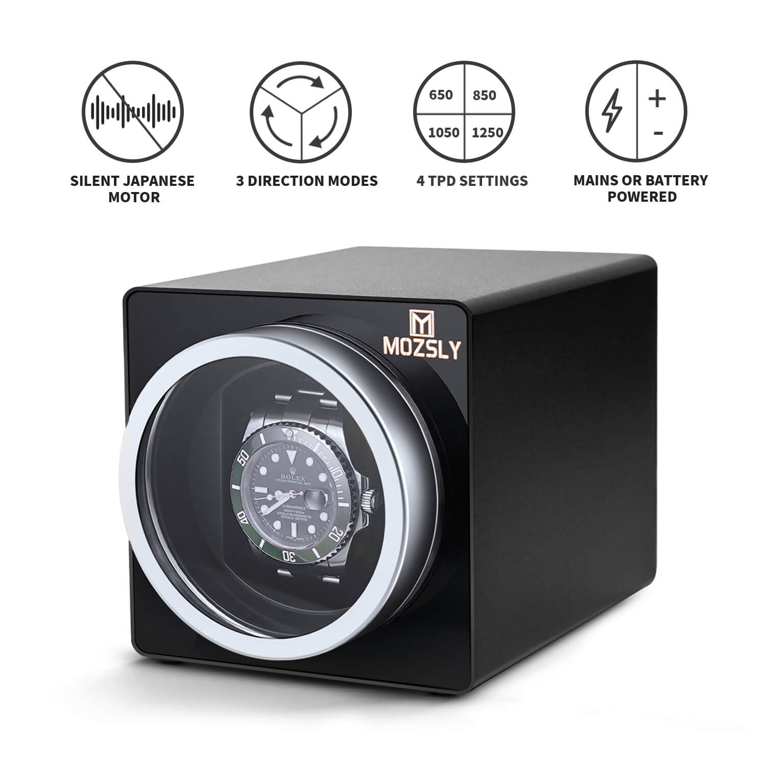 MOZSLY® Single Watch Winder - Space Metal Black