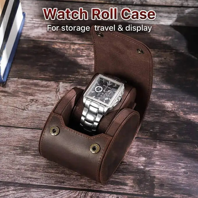2 Slot Watch Roll Travel Case Portable Leather Display Watch Jewelry  Storage Box