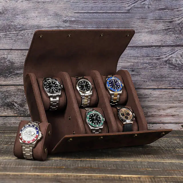 KENARK Luxury Watch Roll KW6M PLUS-BK - Travel Case for 3 Watches Black